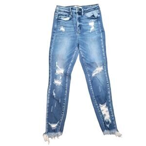 KanCan‎ Jeans Blue High Rise Skinny Distressed Ankle Hem Size 26